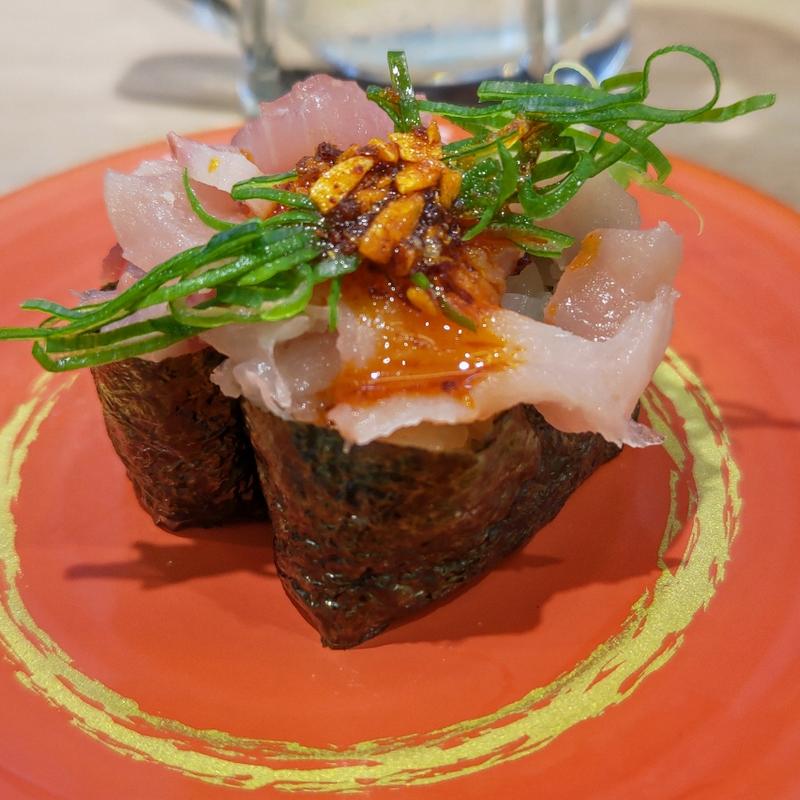 ザク旨ラー油海鮮たたき軍艦(かっぱ寿司 上大岡ミオカ店)