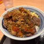 【二種盛り】カルビと厚切りハラミ丼 カルビ肉大盛り