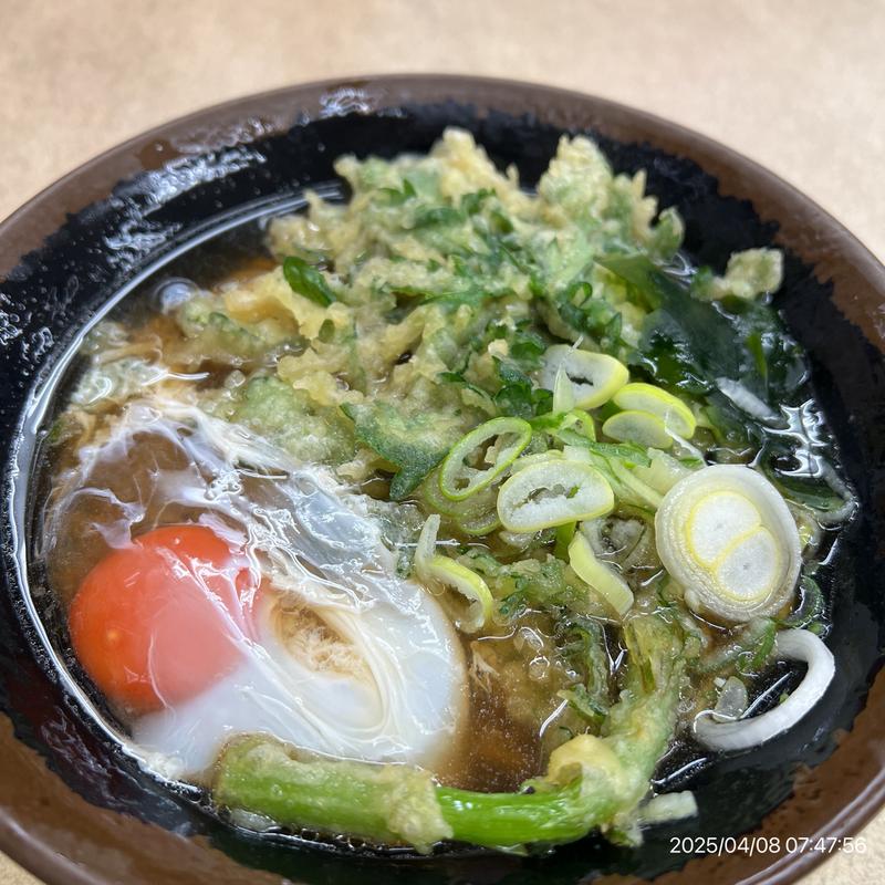 月見そば春菊天(肥後一文字や )