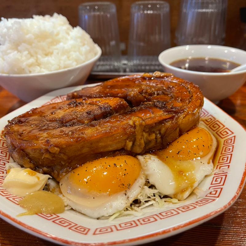 キングチャーシューエッグ定食　大盛り(Heart Restaurant 安ざわ家 練馬店)