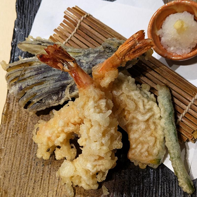 大海老天ぷら盛り合わせ(蕎麦居酒屋　高田屋　川崎)