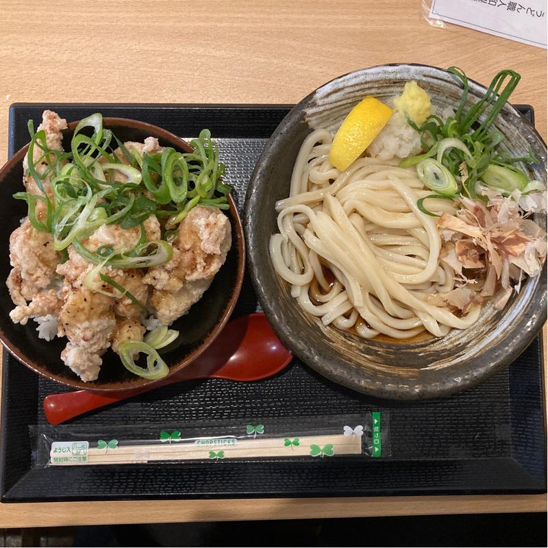 ゆず塩唐揚げ丼セット(うどん職人　和製麺所)