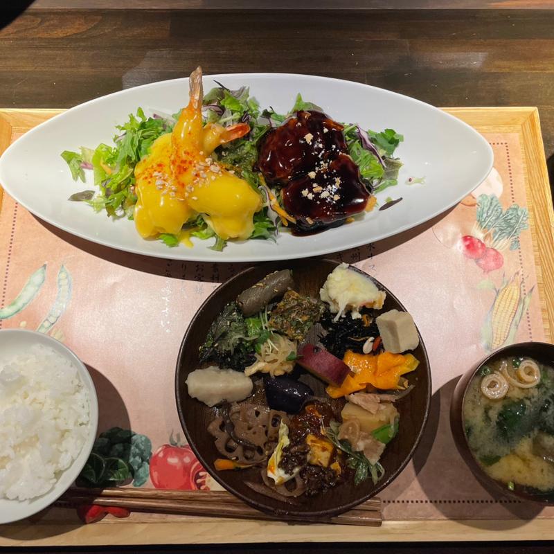 エビマヨ、豚ヒレ黒酢コンビ(ベジタブルキッチン onion)