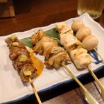 牛ロース串 わさび ＆ むねねぎ間串打ち焼き ＆ 皮の串打ち焼き ＆ コクうま白どんぐり串