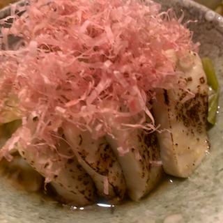 京颫とキャベツの煮浸し(まるしげ夢葉家)