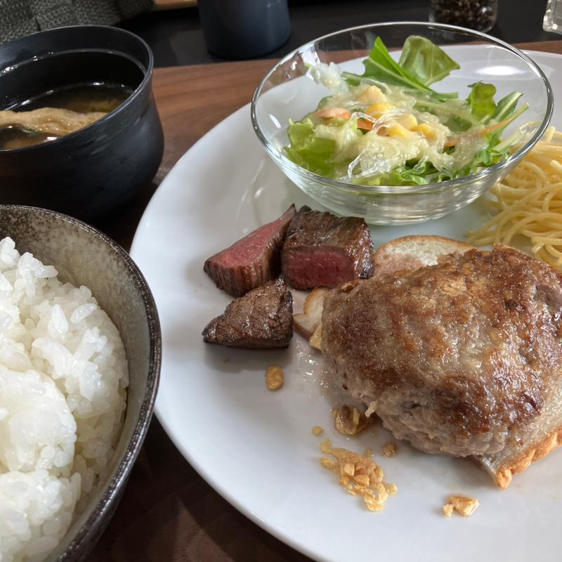 黒毛和牛ハンバーグ&ステーキセット(前田屋)