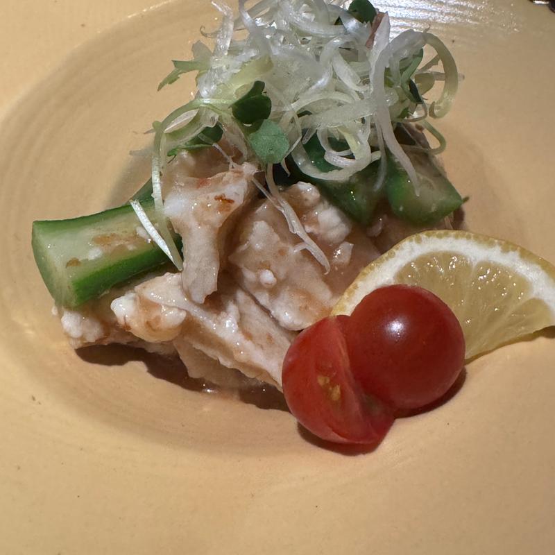 ヤゲン軟骨とオクラの梅肉和え(鶏想美食 喰う太ら)