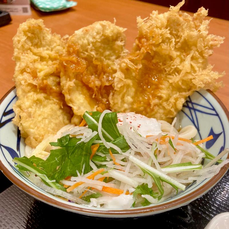 甘辛しょうがダレのはみ出る豚天ぶっかけ(丸亀製麺生野巽)