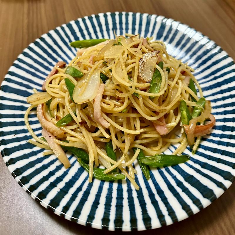いんげんとベーコンの昆布茶パスタ(ベルクス 東墨田店)