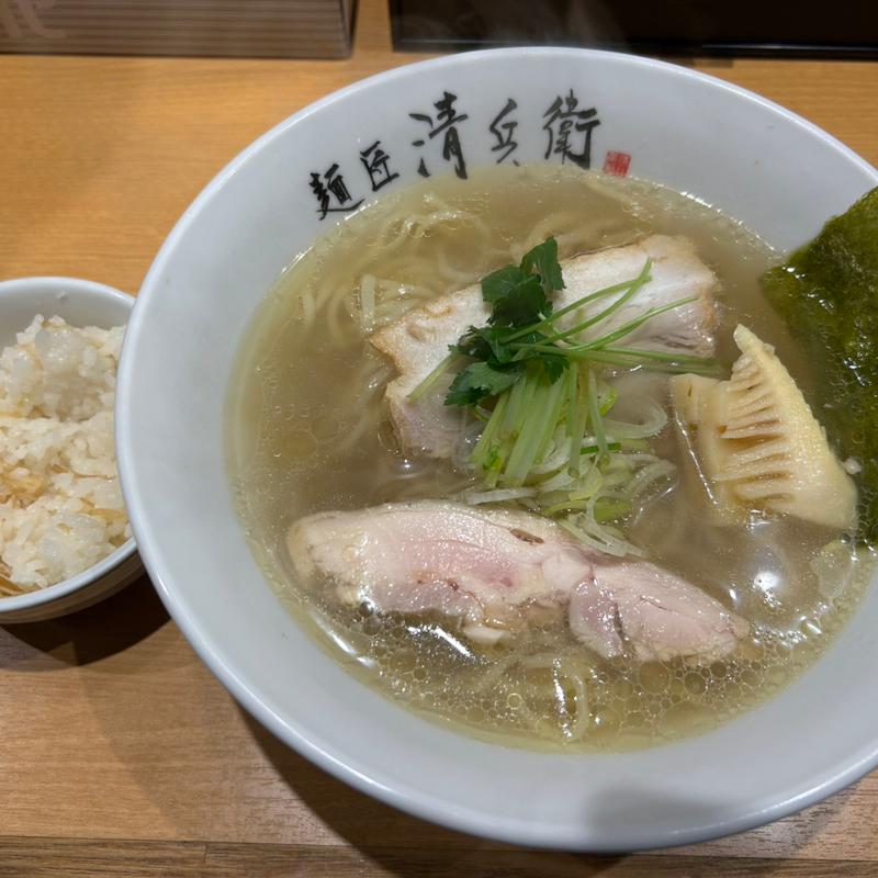 淡麗そば+帆立の炊き込みご飯(麺匠 清兵衛)