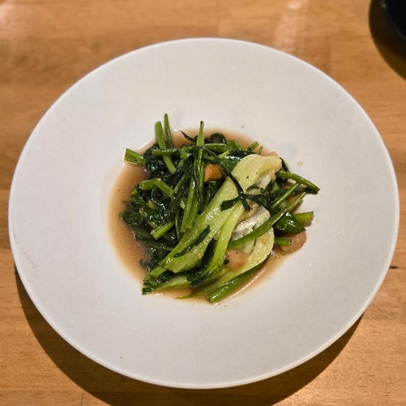 空芯菜ポルチーニ茸青菜炒め ハーフ(食堂黒うさぎ)