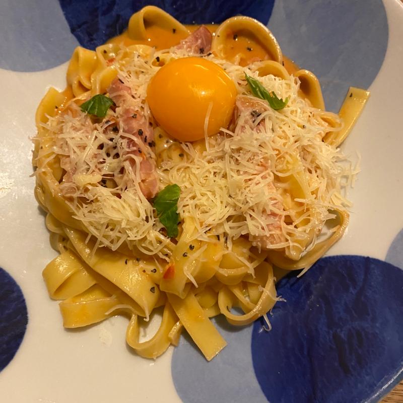 ベーコンとバルメのトマトカルボナーラ(鎌倉パスタ 羽曳野店)