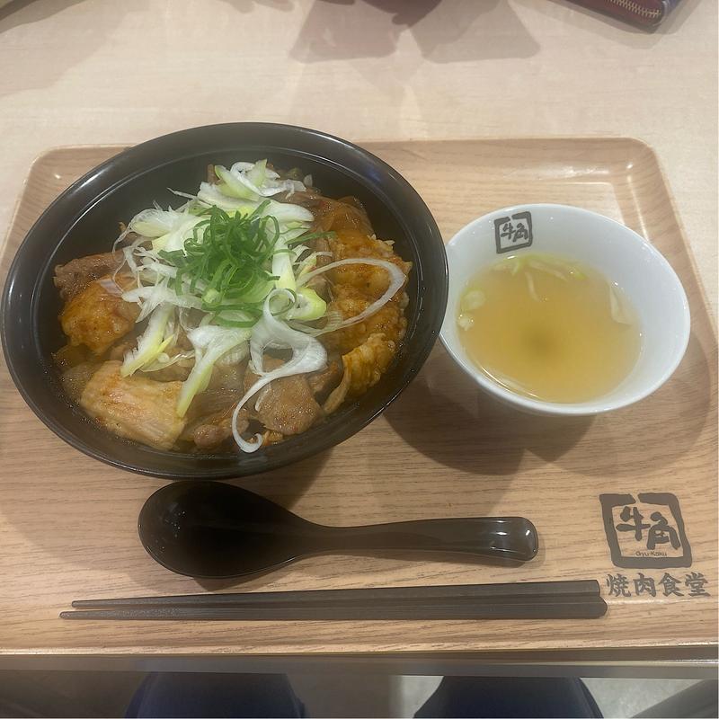 旨辛ホルモン・豚ハラミ(スープ付)(牛角焼肉食堂 イオンモール東員店)