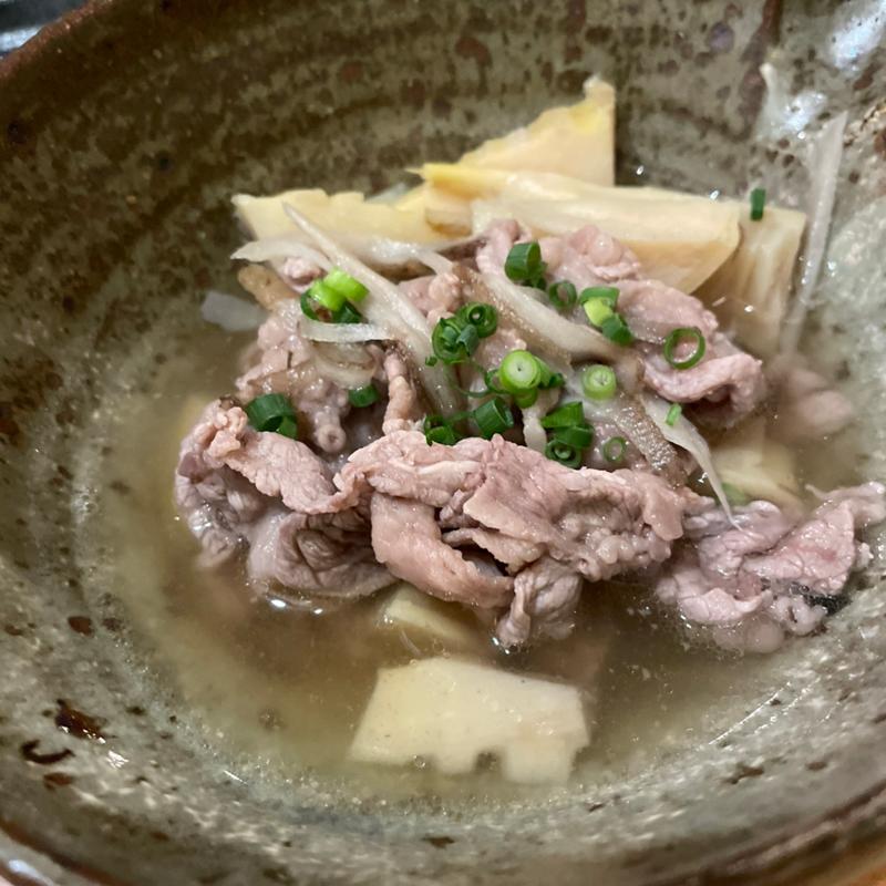 豚バラと筍の炊き出し(開放弦)