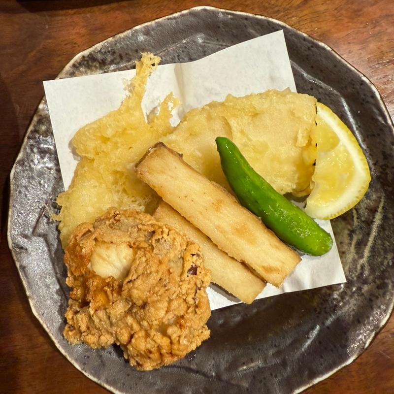 春の全8品春彩コース　天然ふぐ唐揚げと筍の天ぷら(魚の飯 調布店)