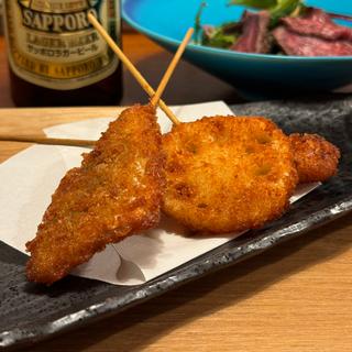 串揚げ3種(鯵しそ、レンコン、イカ)