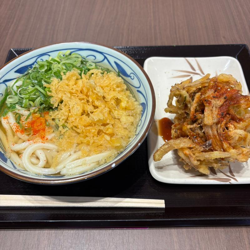 かけうどんと野菜かき揚げ天(丸亀製麺イオンモール岡崎)