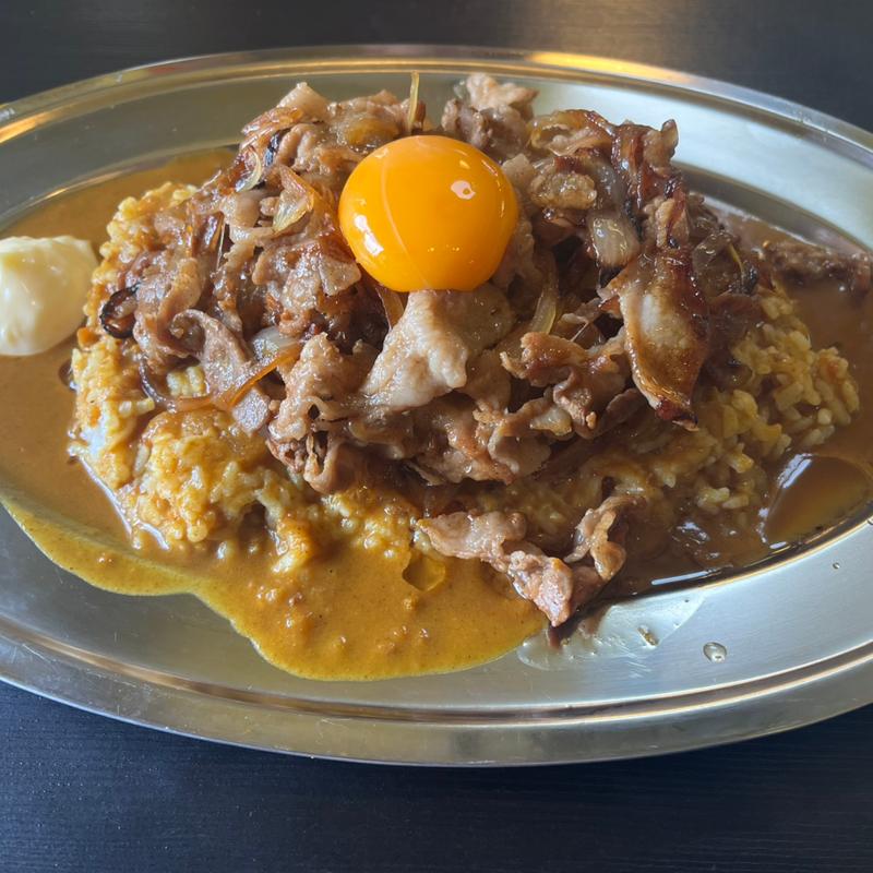 豚のしょうが焼きカレー、トンカツトッピング(神戸 深江カレー)