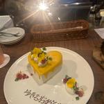 メッセージ入りハートのケーキ