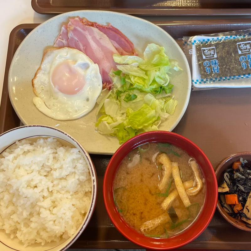 自社製ベーコンエッグ朝食(すき家 港南台店)