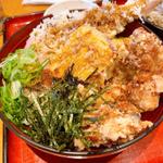海老天と唐揚げ丼