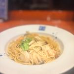 紅ズワイガニと帆立のクリームソース 温泉卵添え(洋麺屋五右衛門 イオンモール京都桂川店)