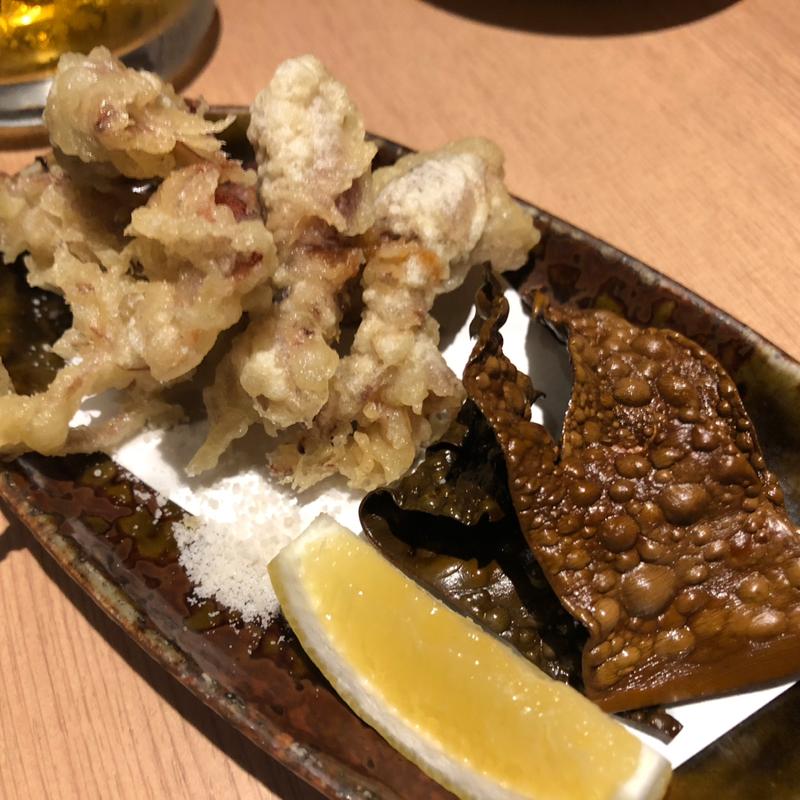 季節限定メニュー、ホタルイカの天ぷら(博多ちょうすけ 中目黒店)