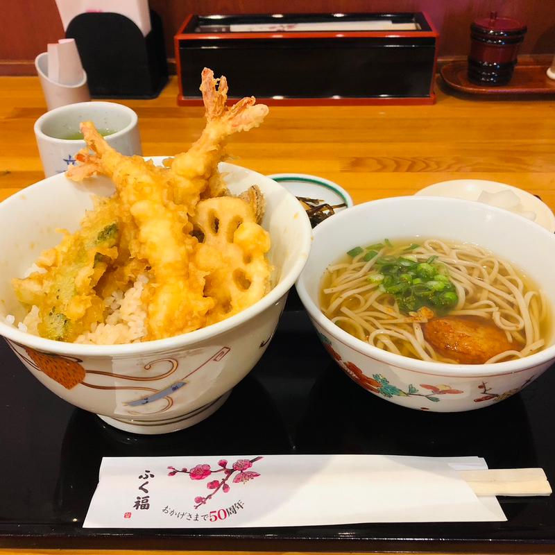 天丼 温かい蕎麦付き(ふく福 七つ島店 （ふくふく）)