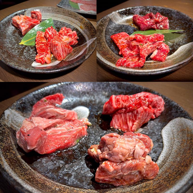 国産牛カルビ、中落ちカルビ、牛サガリ、塩生ラム炭火焼、熟成コロヒレ(BLUSTA ORAMOO （ブルスタ オラムー）)