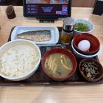 さばたまかけ朝食　アイスコーヒーL 牛小鉢