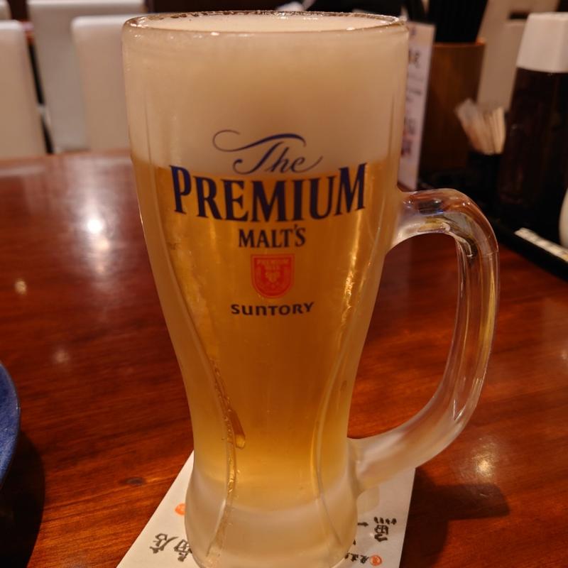 ザ・プレミアム・モルツ　樽生　中ジョッキ(魚問屋 魚一商店 南柏総本山)