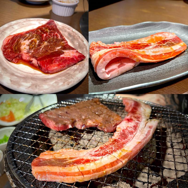 熟成厚切りステーキ、厚切り牛カルビ(BLUSTA ORAMOO （ブルスタ オラムー）)