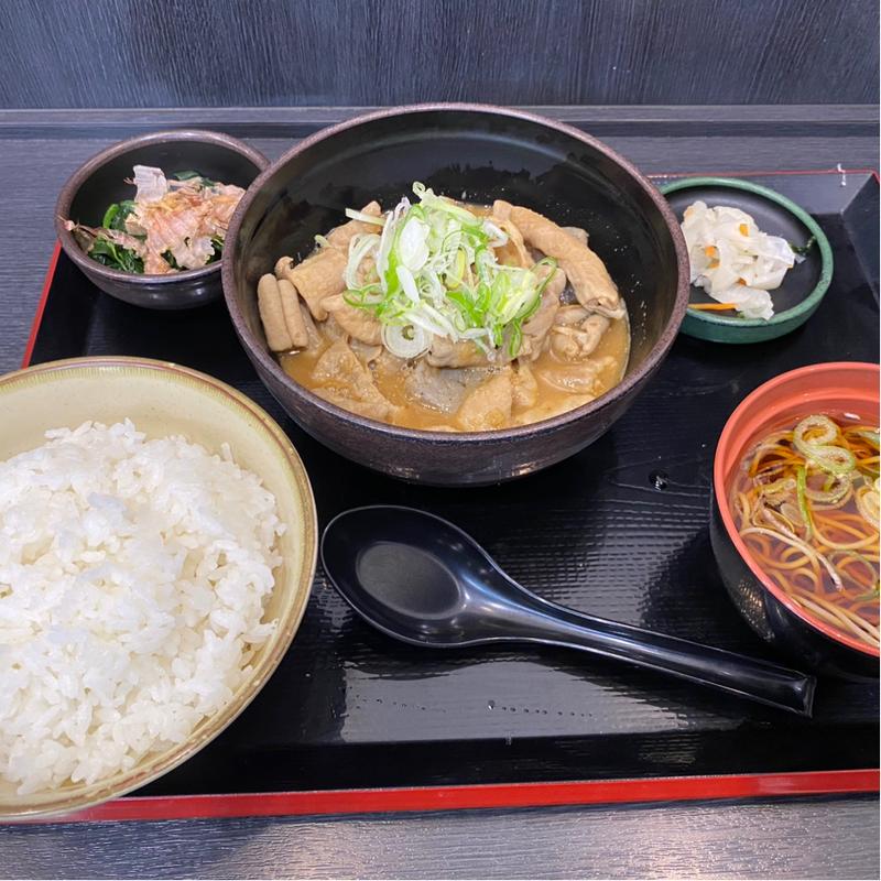もつ煮込み定食(ゆで太郎 狭間店 （ゆでたろう）)