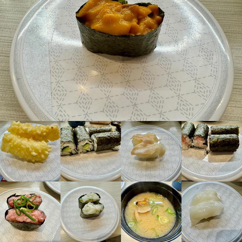 お寿司＋味噌汁＋軍艦＋細巻き＋貝＋いか天(はま寿司 122号羽生店)