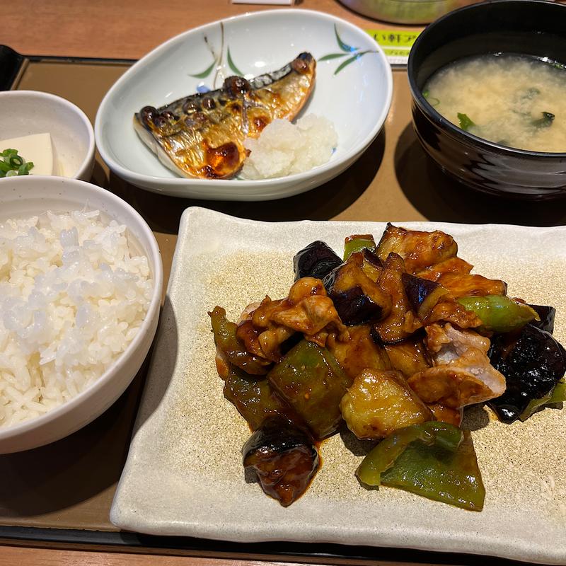 なす味噌と焼魚の定食(やよい軒 四条烏丸店 )