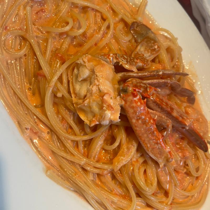 小エビとワタリガニのかにクリームパスタ(オステリア バッカーノ)