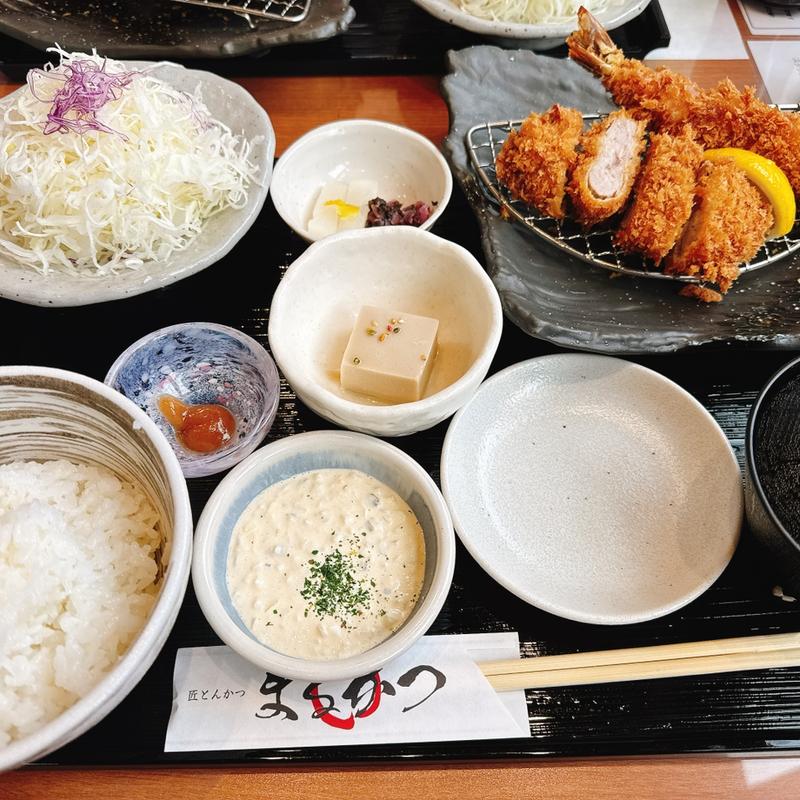 大えびフライ&ヒレかつ定食(まるかつ橿原店)