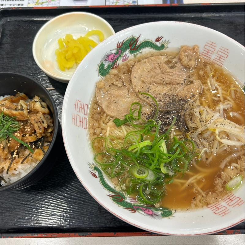 宮島醤油ラーメンとミニ穴子丼(宮島サービスエリア下り線 ショッピングコーナー )