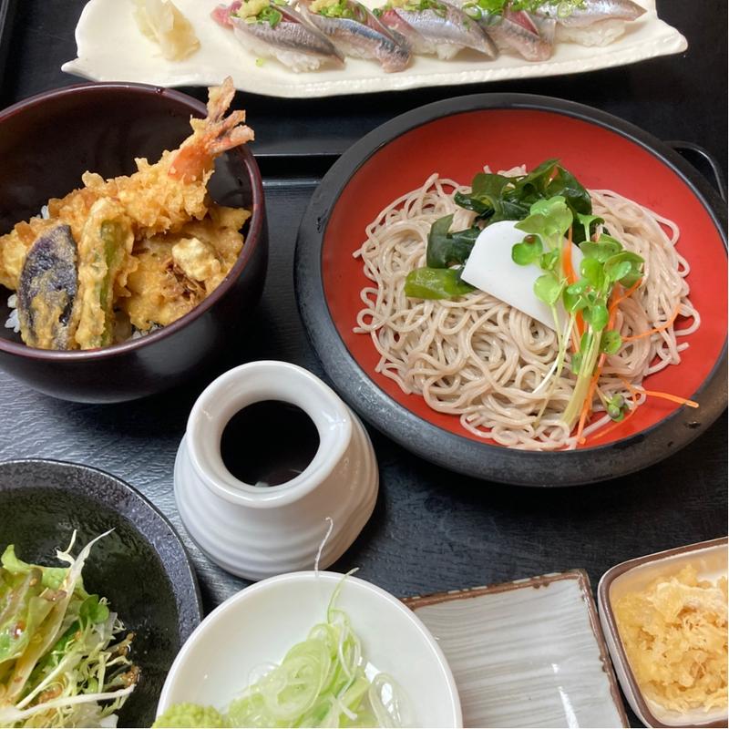 ランチBセット　冷やし蕎麦&天丼(ゆう)