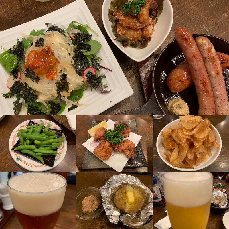 笹豚ソーセージ盛り合わせ、じゃがバター他(大雪地ビール館)