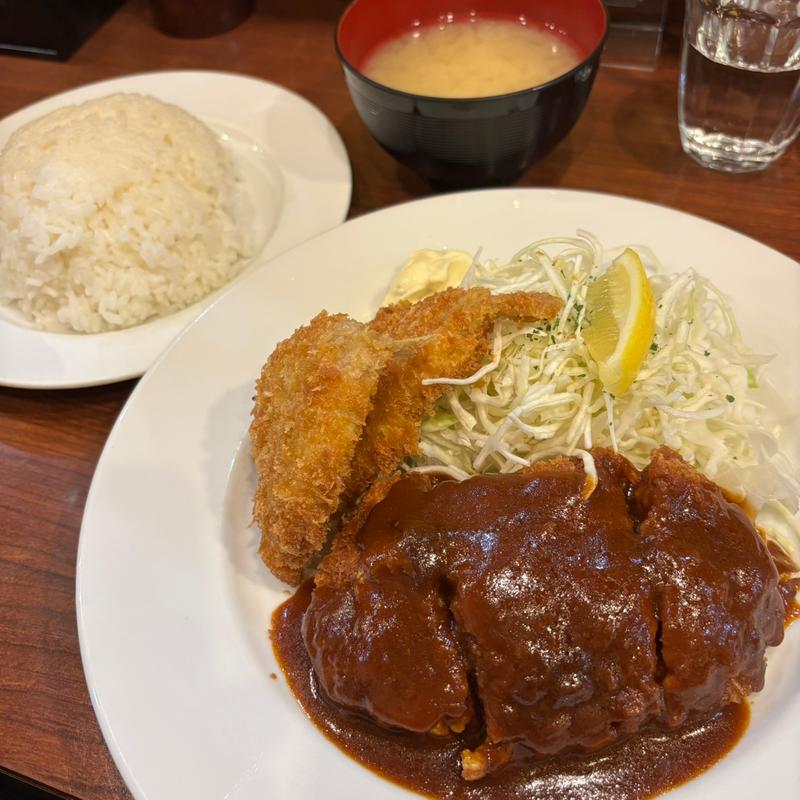 チキンかつときすフライの定食(洋食 KOBAYA)