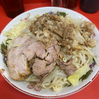 ラーメン半分　汁抜き　野菜ちょいマシ　ニンニク少なめ　アブラ　カラメ(ラーメン二郎  京都店)