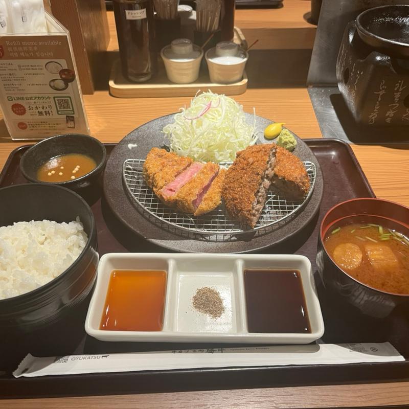 牛サーロインカツメンチカツ膳(牛カツ京都勝牛 ミント神戸店)