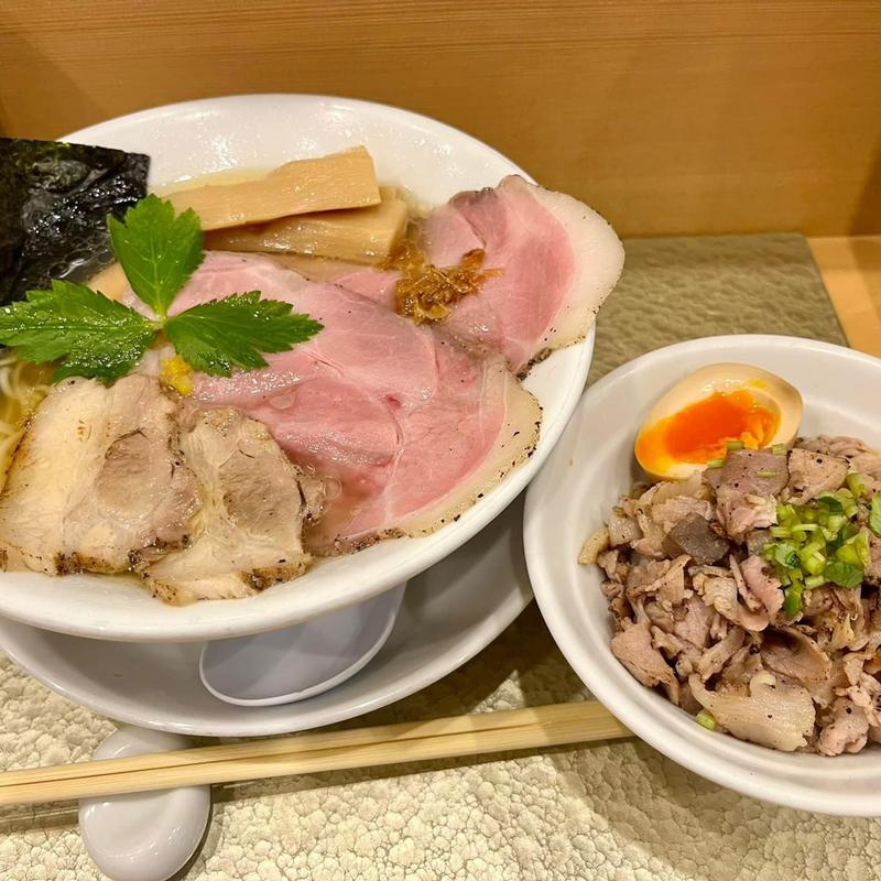 特製黄金貝ラーメン あぶりチャーシュー丼(なにわ麺次郎)