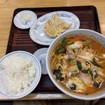 旨辛菜麺　ライス　焼餃子3個