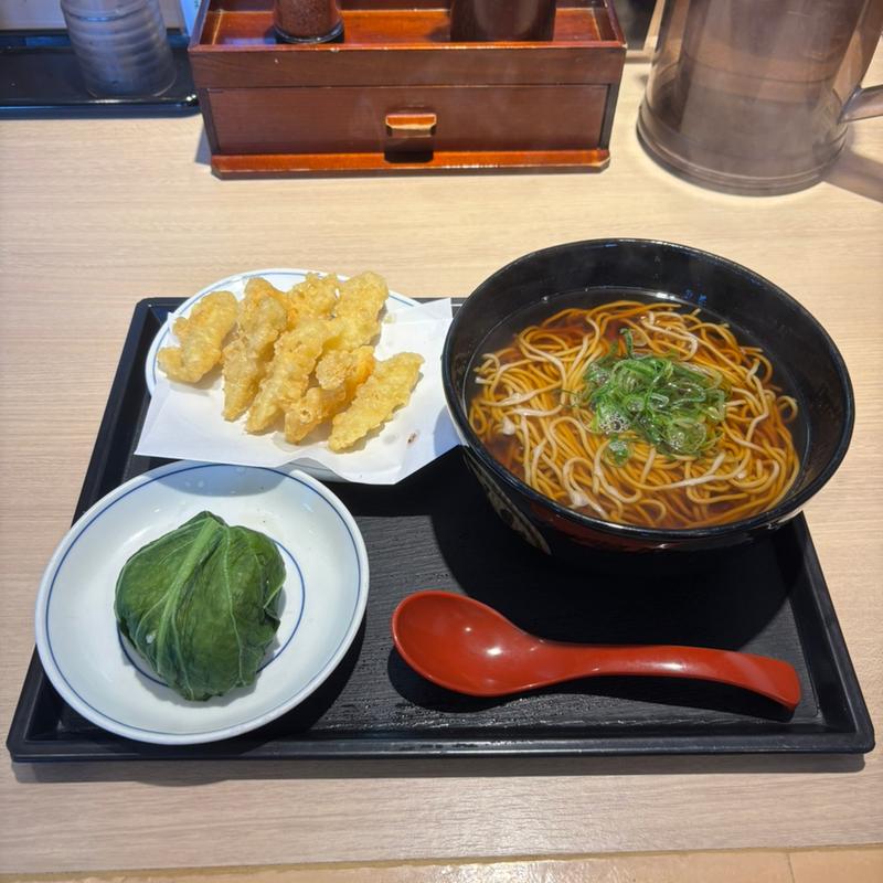 ごぼ天蕎麦と高菜におにぎり(ウエスト 八千代台店)