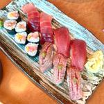 本鮪と炙り和牛のコラボ握り(寿し和 和香苑)