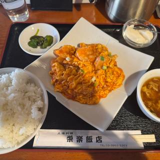 玉子入りエビチリ定食