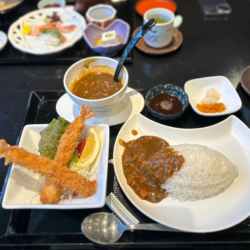 宝家特製あさりカレーと海老フライ定食(宝家)
