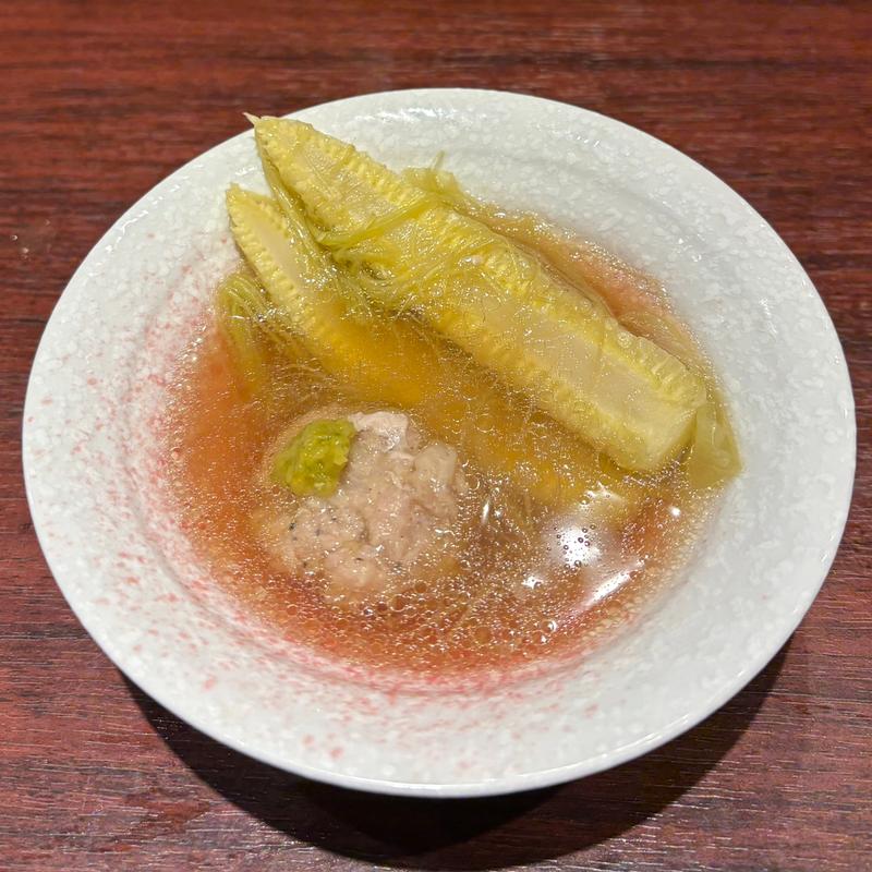 ひげ付きヤングコーンと鶏つくね(博多おでんと自然薯　よかよか堂)